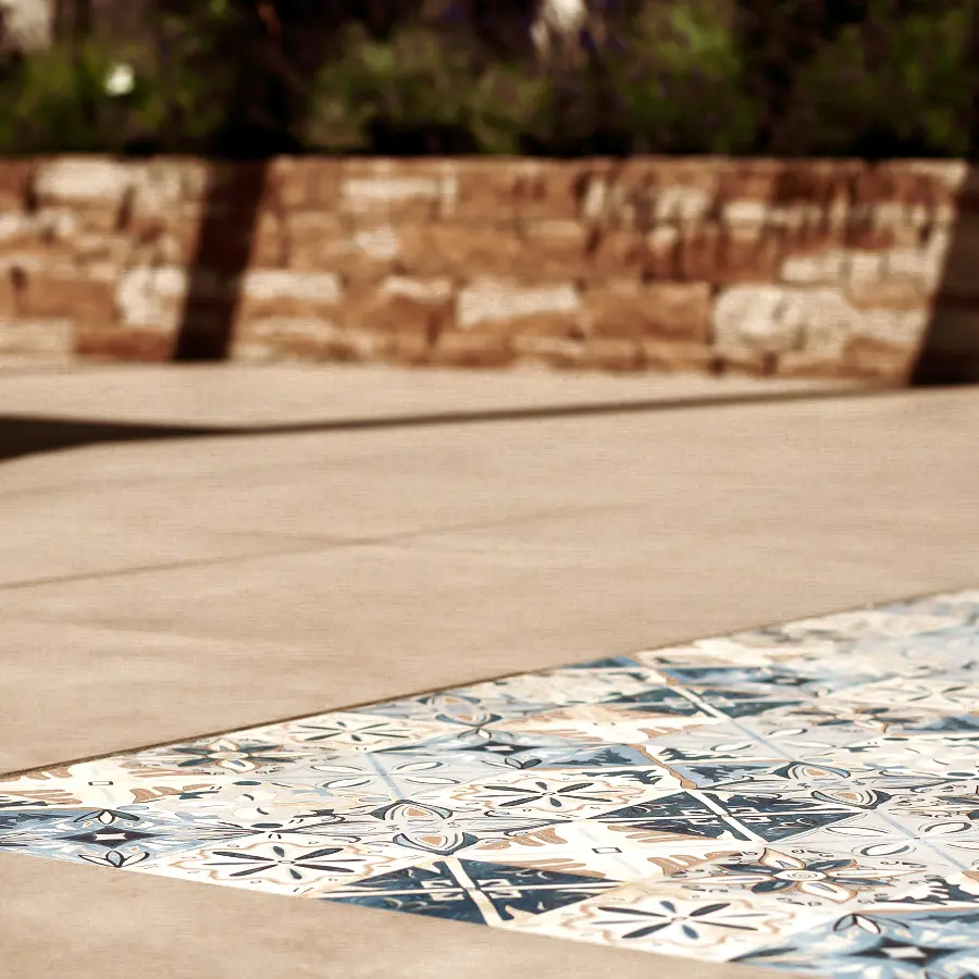 Moderne stadstuin met overdekte lounge en mediterrane beplanting